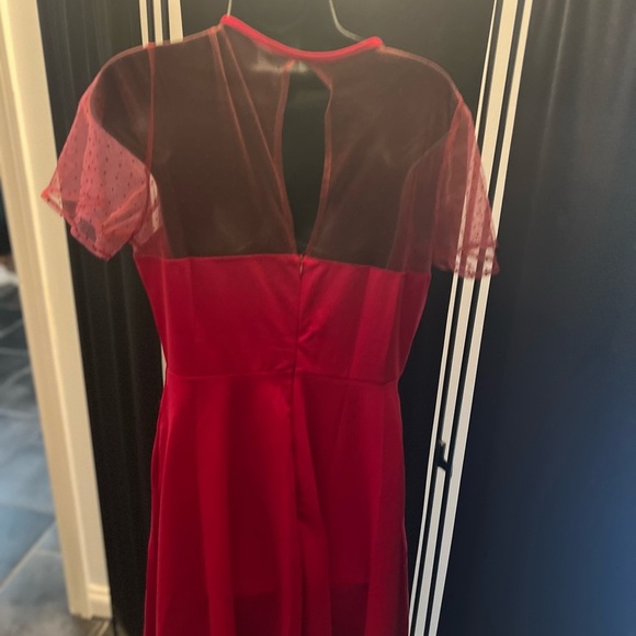 Scarlet Swing Dress with Sheer Sleeves - Picture 4 of 8